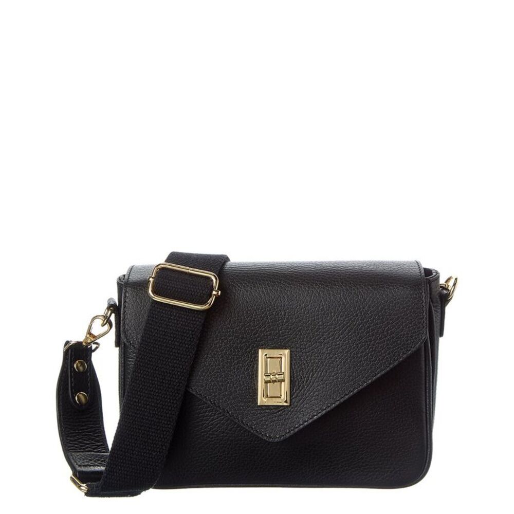 Italian Leather Crossbody, Black